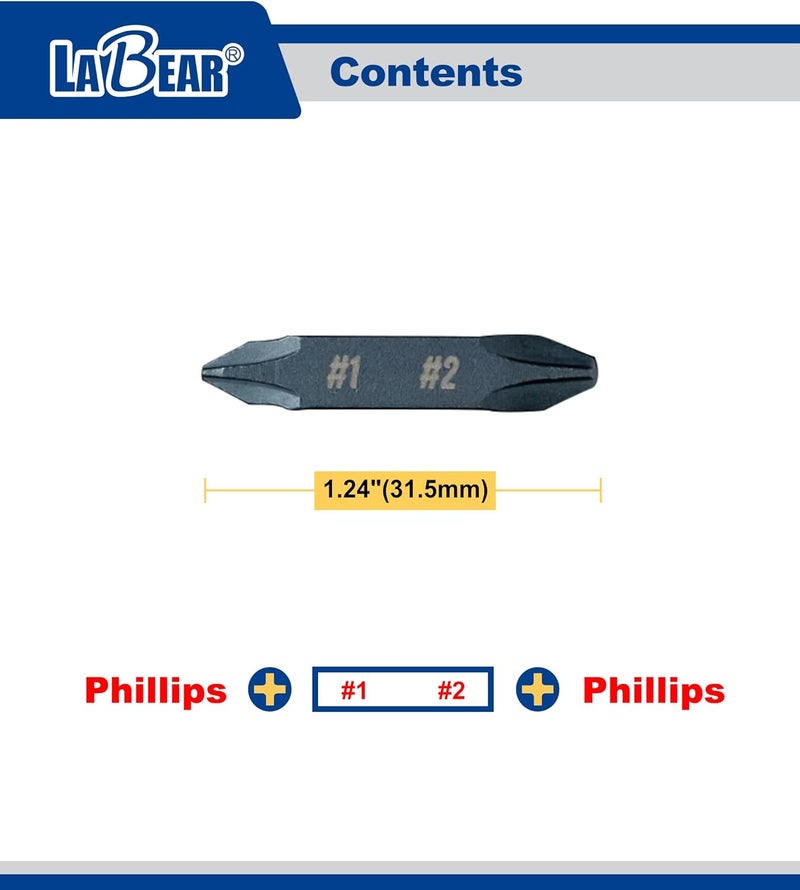 LABEAR - 3pcs Double-Ended Screwdriver Bit for Leatherman Multitool Accessories, #1-#2 Phillips Flat Screwdriver Bits (Not Included SKELETOOLS) - Image 2